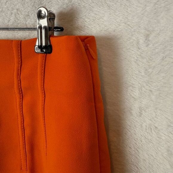 ZARA High Waist Pintuck Mini Skirt in Orange Size Small - Picture 2 of 8